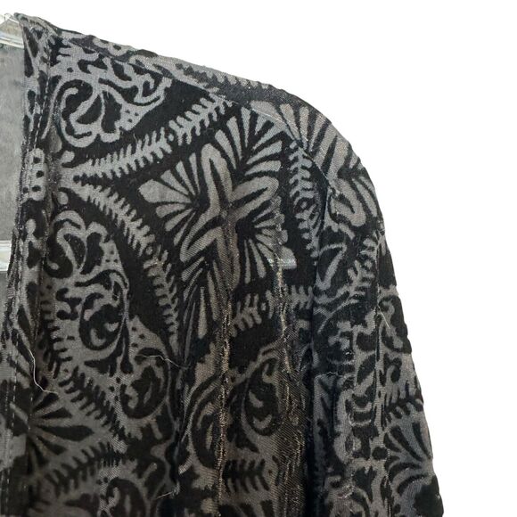 CACHE’ Size S Black Velvet Burnout Fringe Trim Kimono Whimsigoth Witchy - Picture 6 of 10